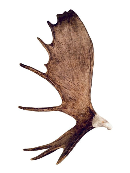 XL SOARING EAGLE HANGING ANTLER CARVING