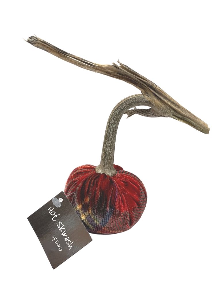HOLIDAY PLAID VELVET PUMPKIN 3"