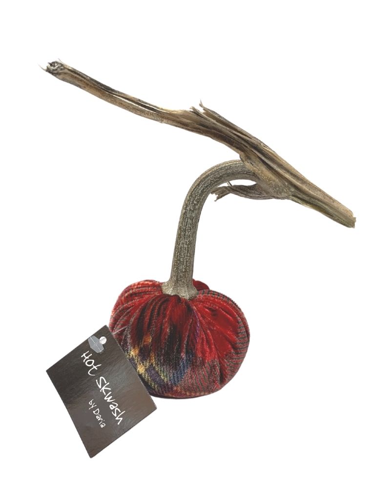 HOLIDAY PLAID VELVET PUMPKIN 3"