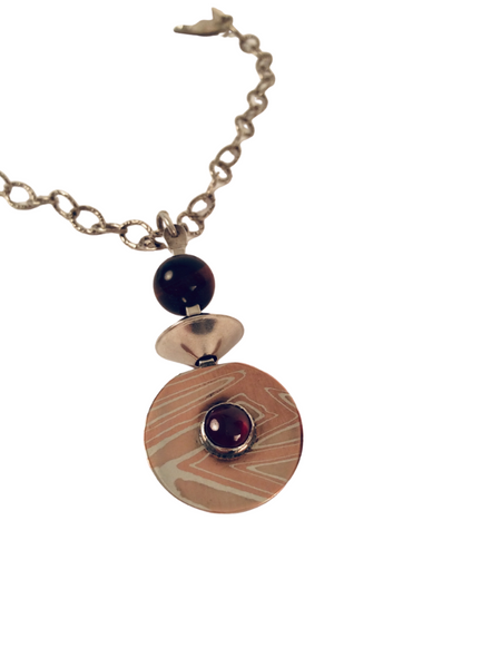 LONG CHAIN W/ GARNET, TIGER'S EYE