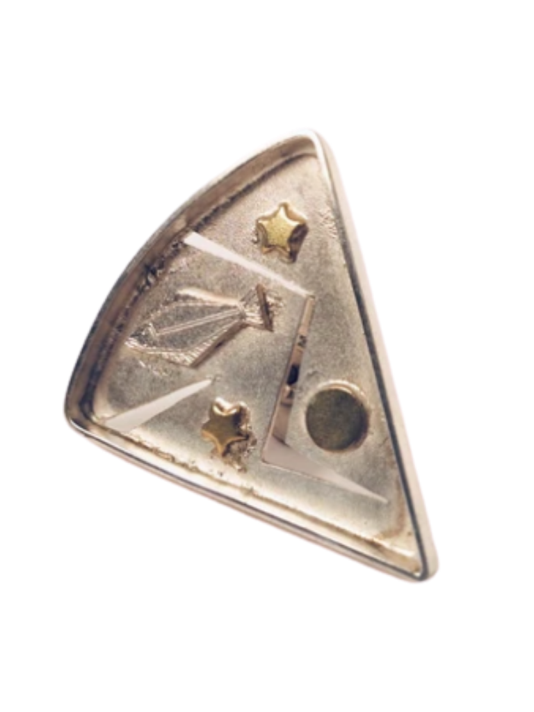 HALIBUT TRIANGLE TIE TAC PIN WITH 14K GOLD