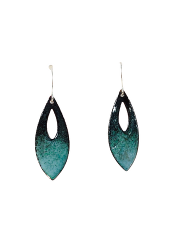 BLACK AND TURQUOISE RAINDROP ENAMEL EARRINGS