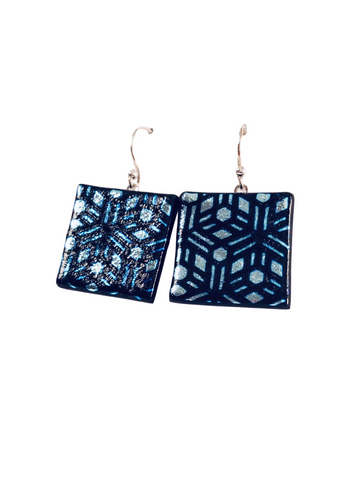 PATTERNED GLASS TILE DANGLE EARRINGS