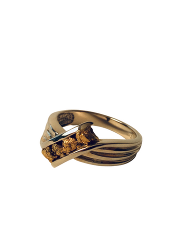 14KT CHANNEL RING W/ NUGGET