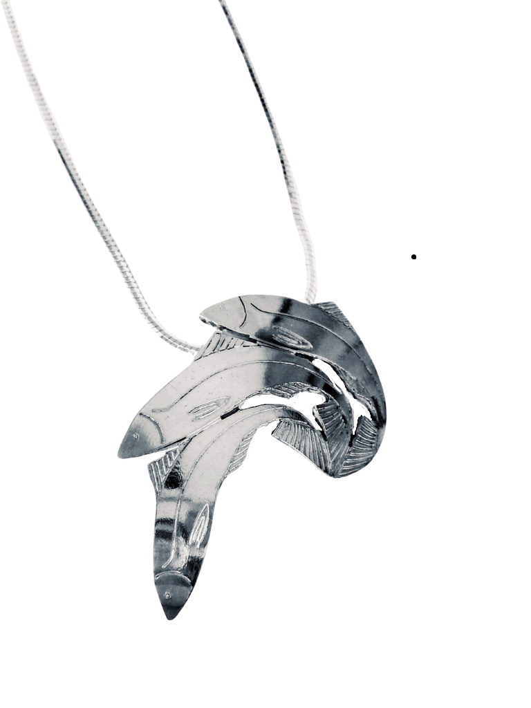 THREE FISH JUMPING NECKLACE