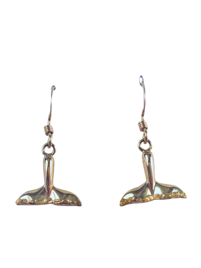 WHALE TAIL WITH GOLD NUGGETS DANGLE EARRINGS