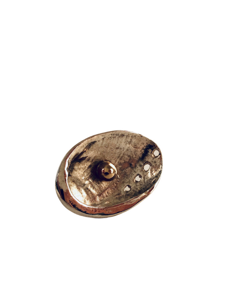 ABALONE SHELL TIE TAC PIN WITH 14K GOLD ACCENT