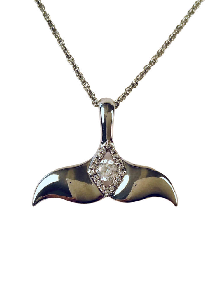 WHALE TAIL PENDANT WITH CUBIC ZIRCONIA