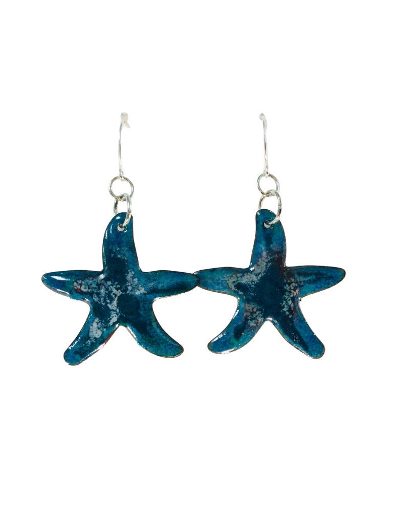 TURQUOISE ENAMEL STARFISH EARRINGS