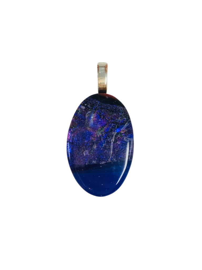 GLASS PENDANT PURPLE BLUE OVAL