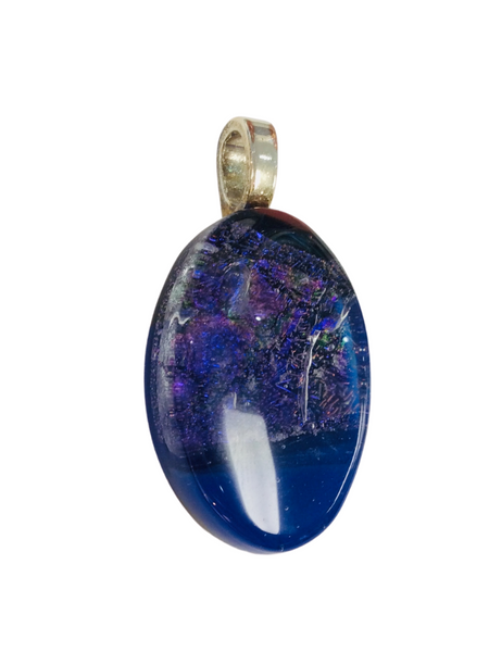 GLASS PENDANT PURPLE BLUE OVAL