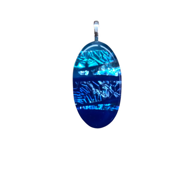 GLASS PENDANT AQUA BLUE LAYERS RECTANGLE