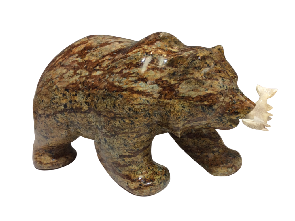 BEAR WALKING WITH FISH 12"