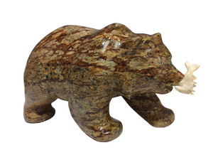 BEAR WALKING WITH FISH 12"