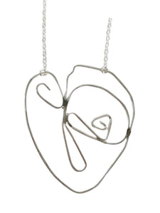 HEART IN STERLING WIRE NECKLACE