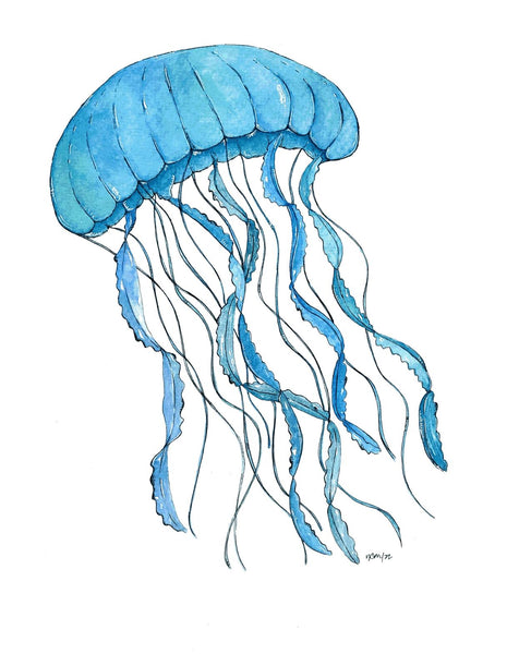 BLUE JELLYFISH 9X12 ORIGINAL