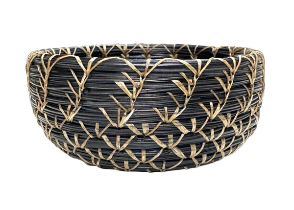 BLUE PINE NEEDLE BASKET WITH METALLIC CENTER