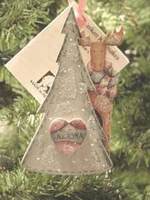 MOOSE BEHIND TREE ORNAMENT