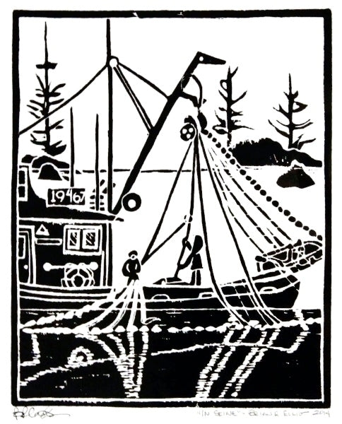 IN SEINE WOOD BLOCK PRINT