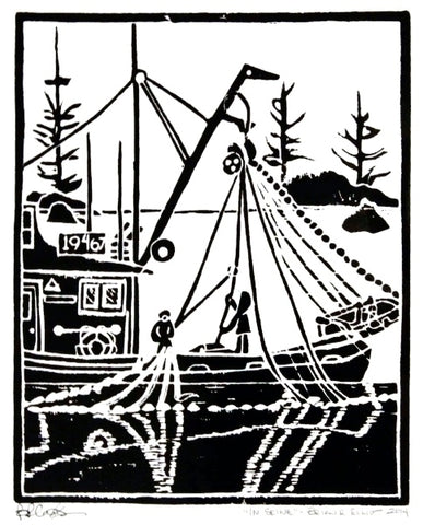 IN SEINE WOOD BLOCK PRINT