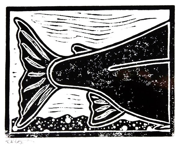 FULL CYCLE TRIPTYCH SALMON WOOD BLOCK PRINT