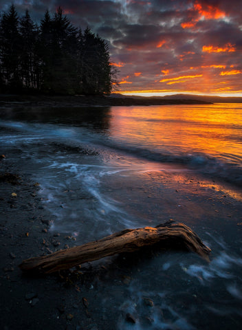 FIRE ON THE BEACH 12x18 PHOTO ON METAL