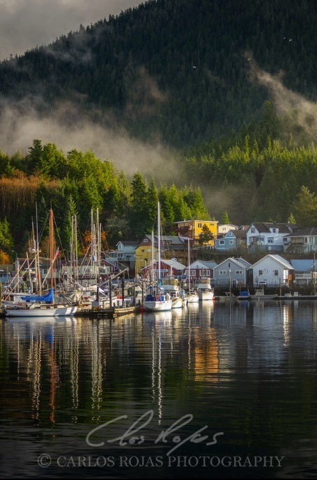 MISTY MORNING ALONG THOMAS BASIN 12x18 PHOTO ON METAL