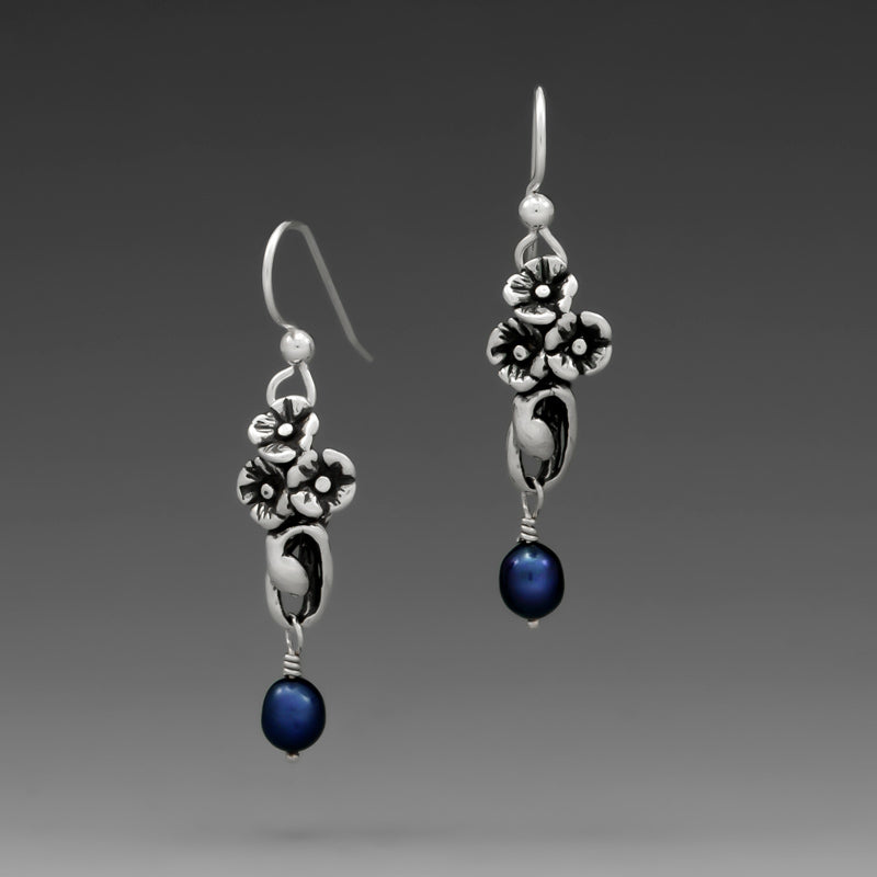 POPPY COBALT PEARL HOOK EARRINGS