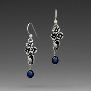 POPPY COBALT PEARL HOOK EARRINGS