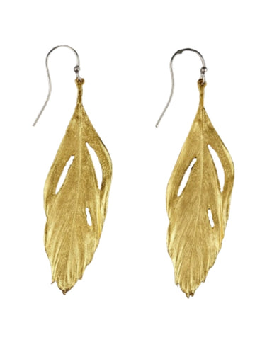 FEATHER CUTOUT GOLD EARRINGS
