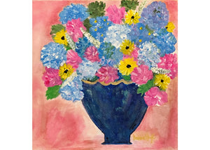 FLORALS IN A BLUE VESSEL ORIGINAL ACRYLIC