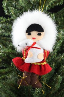 FUR ESKIMO GIRL WITH BEAR