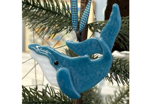 HUMPBACK WHALE DUSTY BLUE ORNAMENT