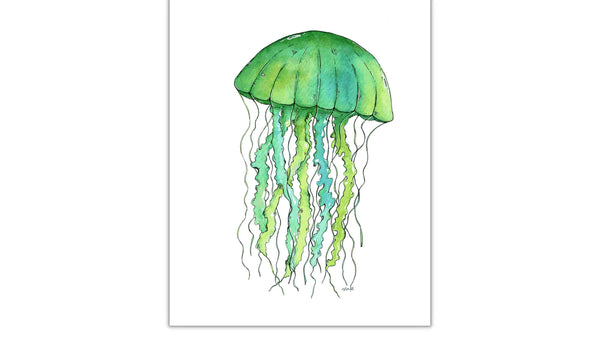 GREEN JELLYFISH 9X12 ORIGINAL