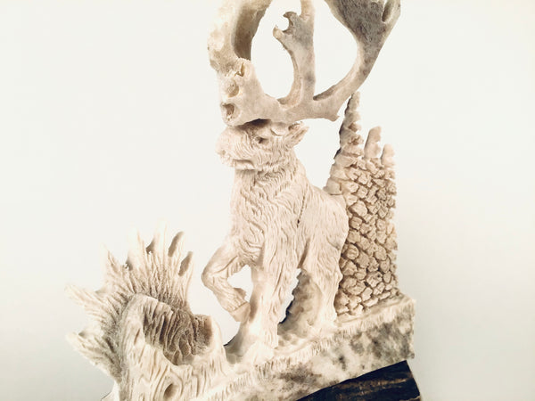 CARIBOU STANDING SMALL ANTLER CARVING