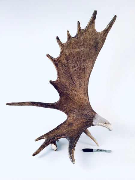 SOARING EAGLE STANDING ANTLER CARVING