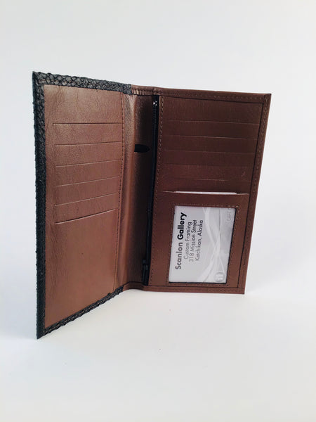 BROWN CREDIT CARD ORGANIZER WITH ZIPPERED POCKET