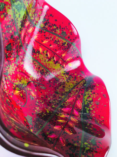 RED GLASS FOOTED 12" BOWL