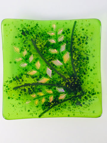 GREEN FIREWEED SQUARE PLATE 6.5"