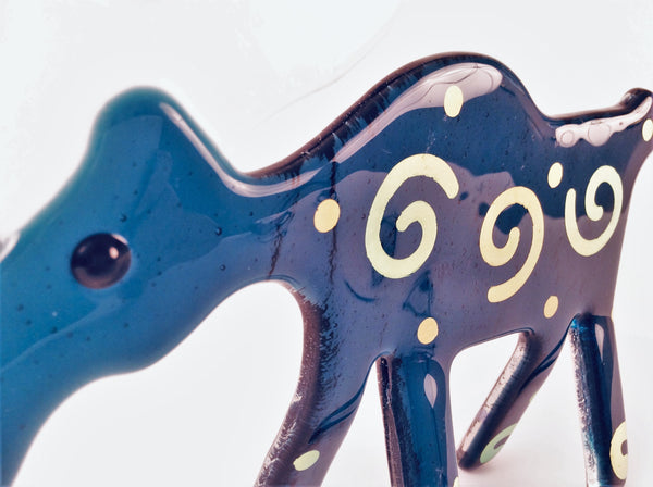 TURQUOISE GLASS MOOSE WITH GOLD SWIRLS