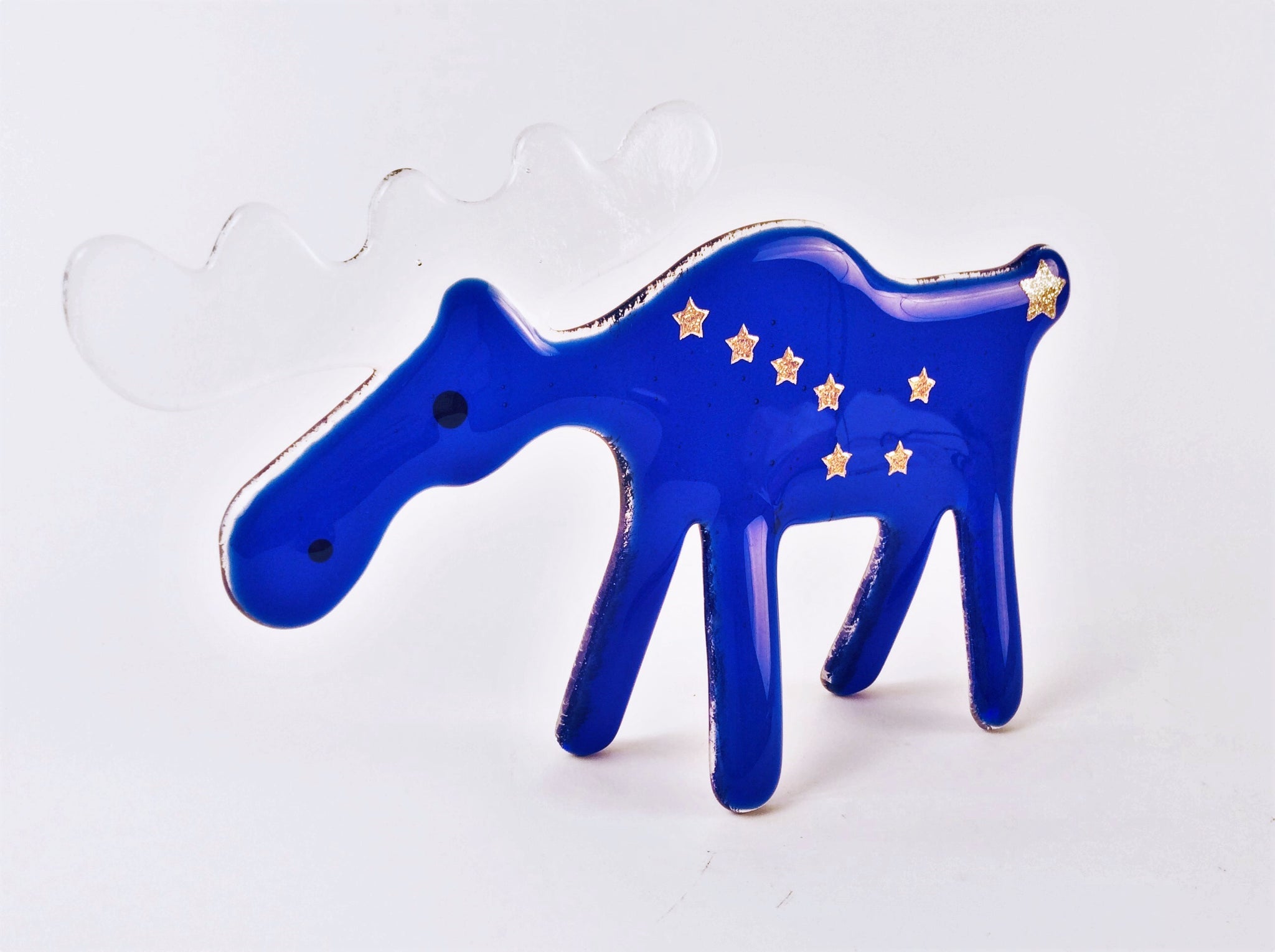 ALASKA STATE FLAG GLASS MOOSE