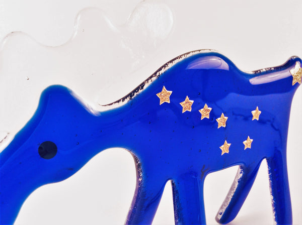 ALASKA STATE FLAG GLASS MOOSE