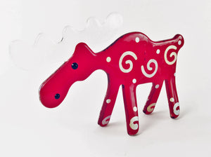 RED GLASS MOOSE WITH SWIRLS