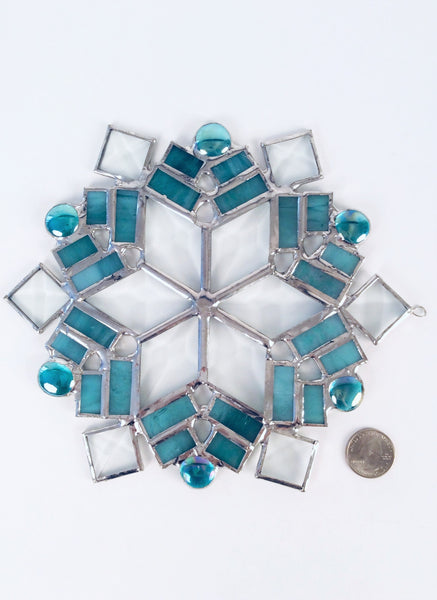 LARGE BEVELED SNOWFLAKE ICE BLUE