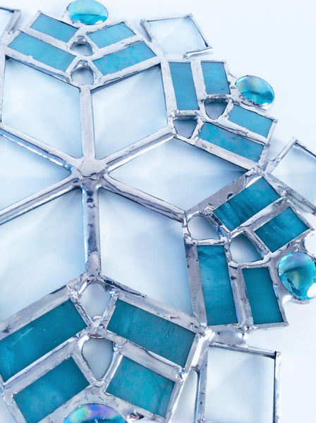 LARGE BEVELED SNOWFLAKE ICE BLUE