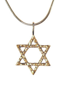 STERLING STAR OF DAVID NECKLACE WITH GOLD NUGGETS