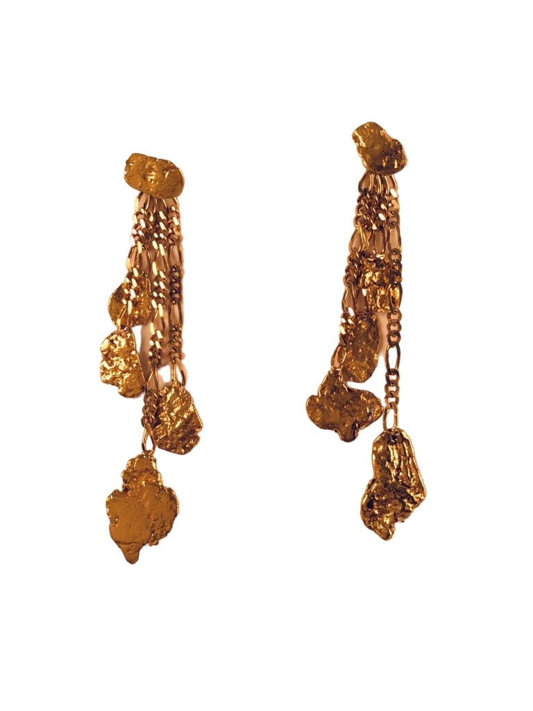 FOUR NUGGET DANGLE EARRINGS