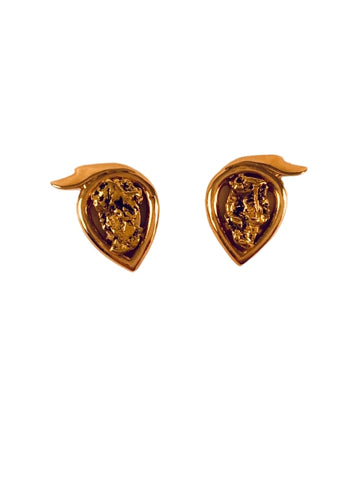 14K GOLD PEAR SWIRL POST EARRINGS