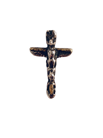 SILVER TOTEM TIE TACK PIN WTH GOLD NUGGETS