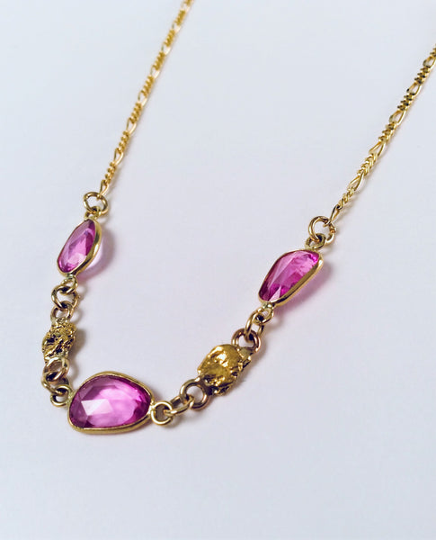 3 PINK SAPPHIRE AND NUGGET NECKLACE